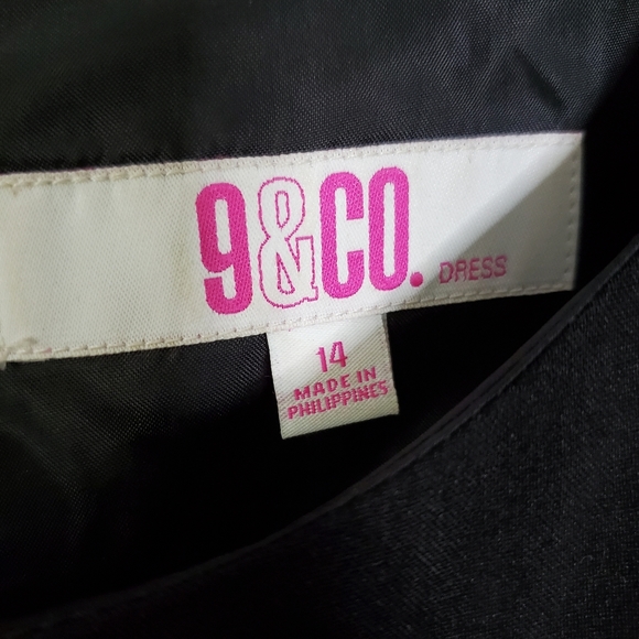 9 & Co Mid length dress sz 14 Black Red Beige - Picture 4 of 4